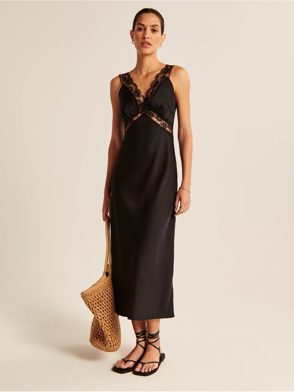 Abercrombie & Fitch Black Lace Trim Slip Dress